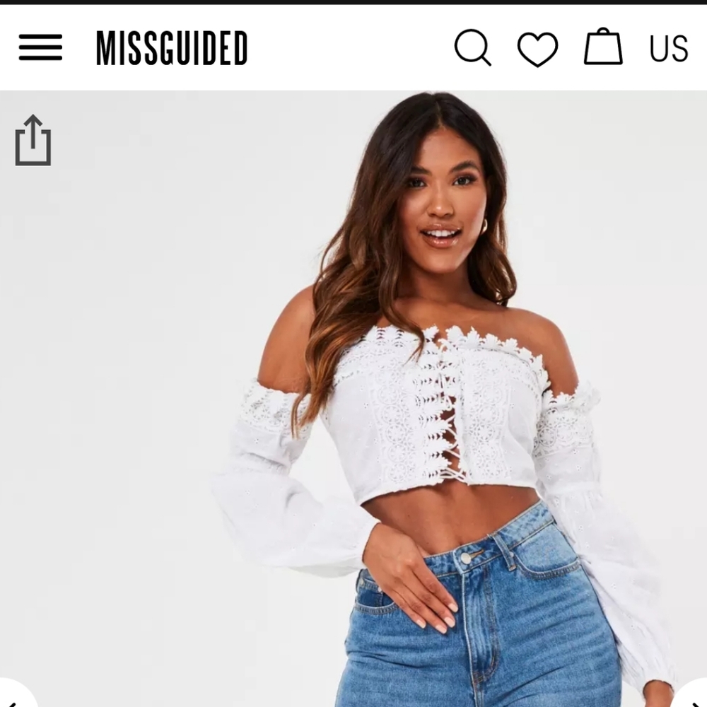 TOPSHOP Lace Off Crop Top